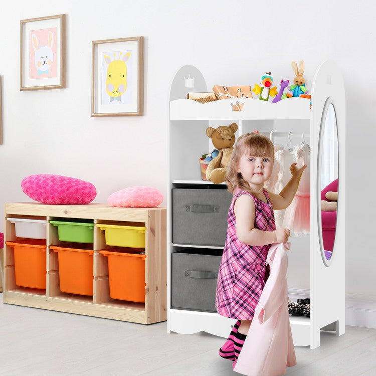 Kids Dress-Up Storage Costume Closet with Mirror and Toy Bins