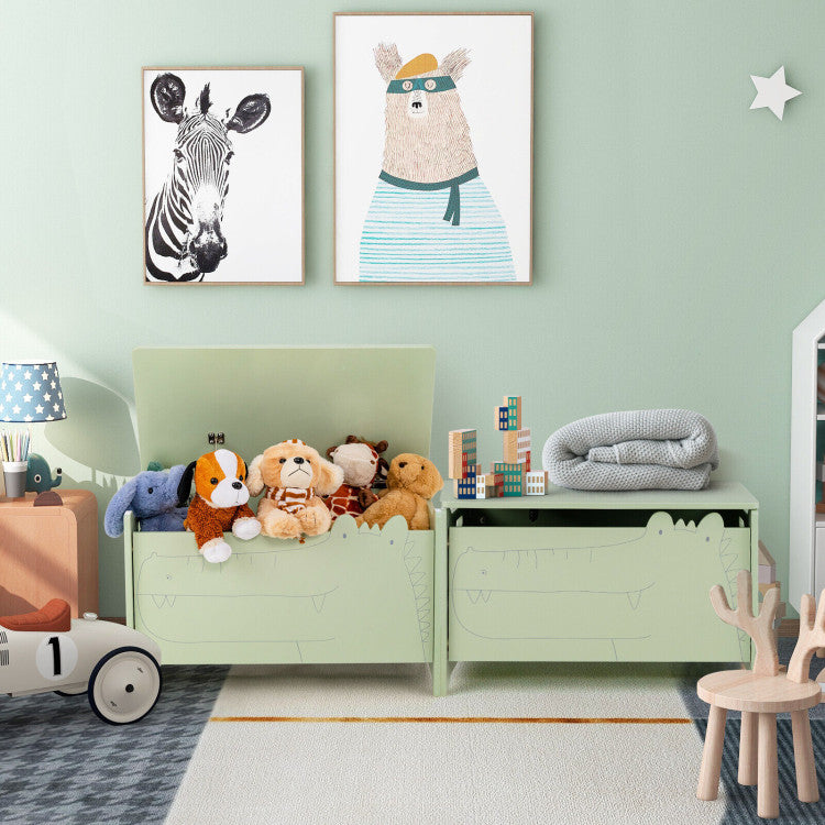 Wooden Kids Toy Box with Safety Hinge