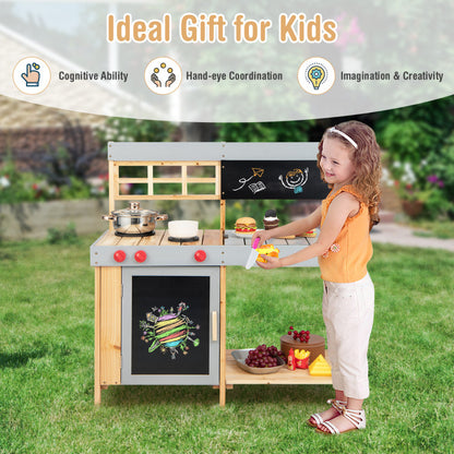 Outdoor Kid's Mud Kitchen Set with Detachable Water Box for Toddlers Over 3