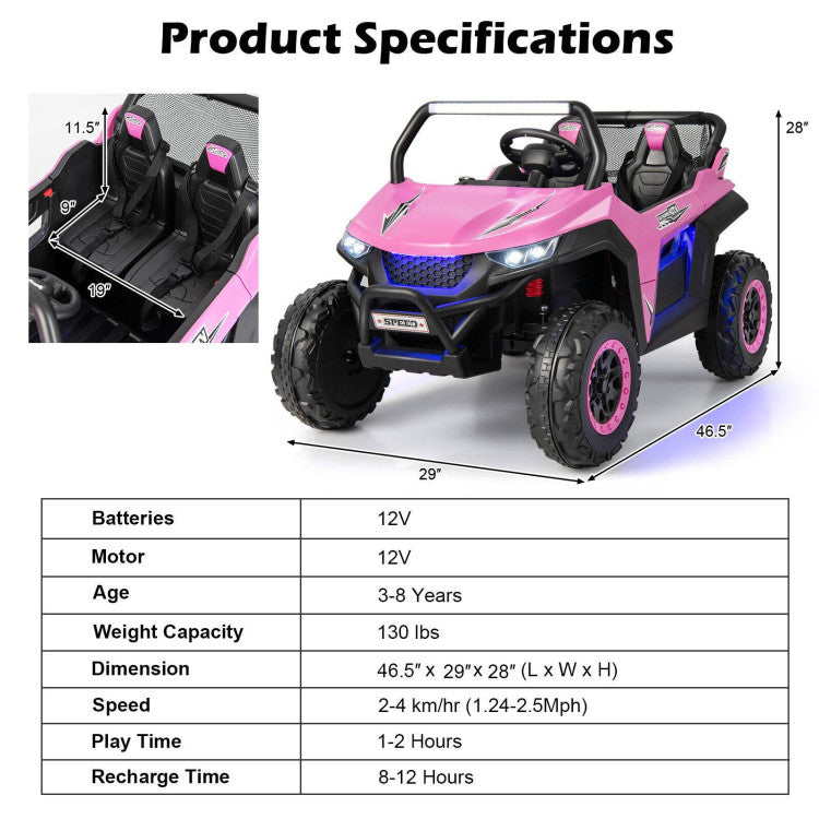 12V 2-Seater Kids Ride on UTV with Slow Start Function Music