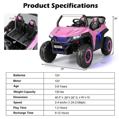 12V 2-Seater Kids Ride on UTV with Slow Start Function Music