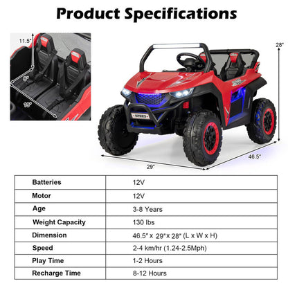 12V 2-Seater Kids Ride on UTV with Slow Start Function Music