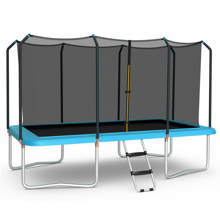 8 x 14' Rectangular Recreational Trampoline with Safety Enclosure Net and Ladder