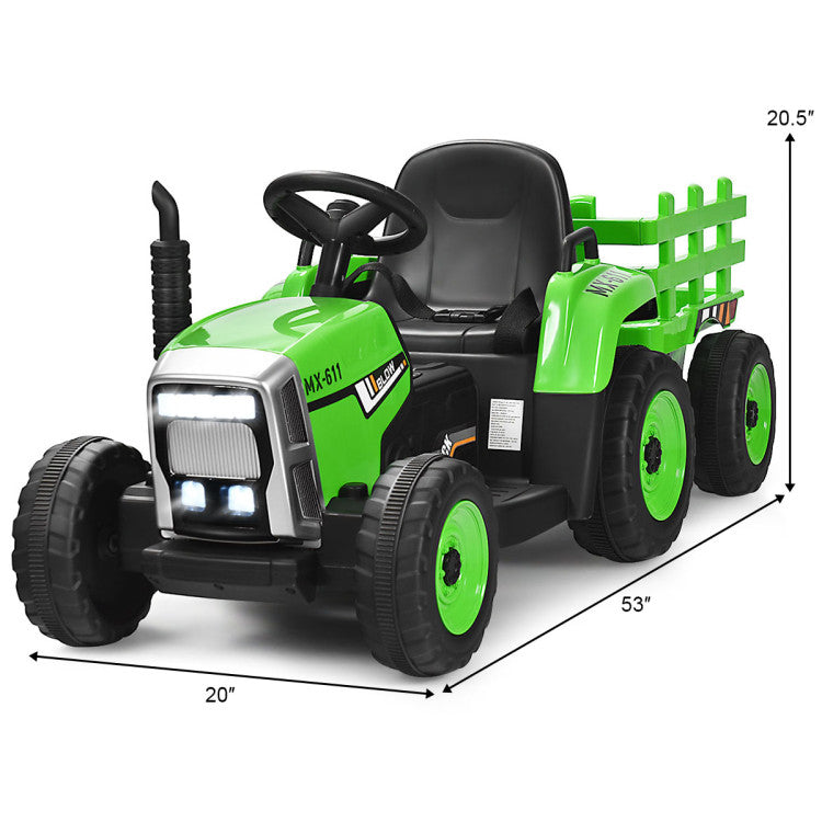 12V Ride-on Tractor with 3-Gear-Shift Ground Loader for Kids 3+ Years Old