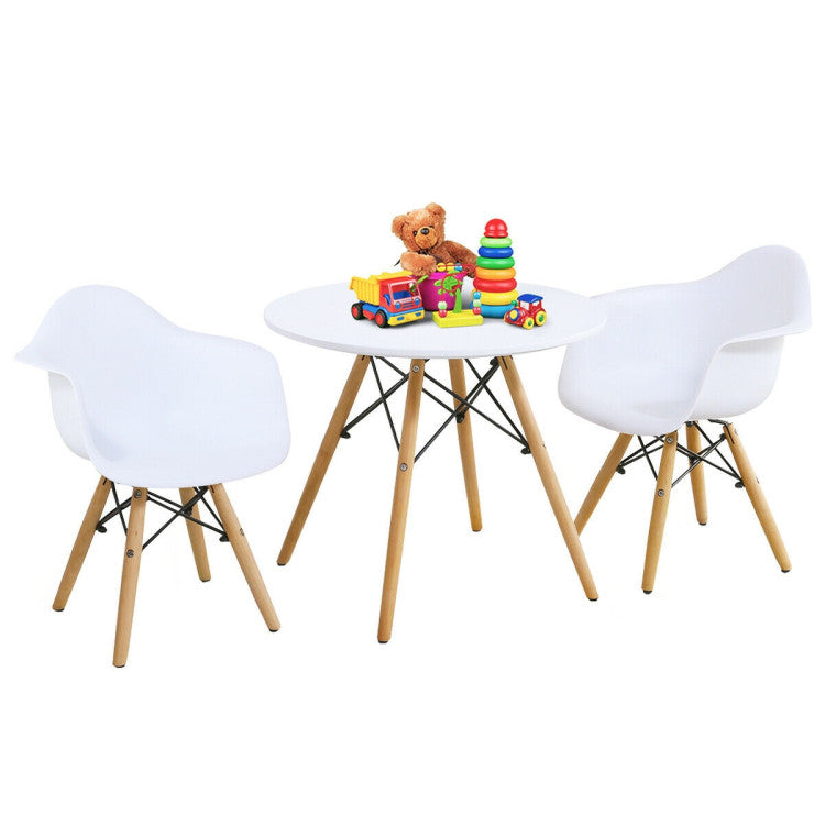 3 Piece Kid's Modern Round Table Chair Set