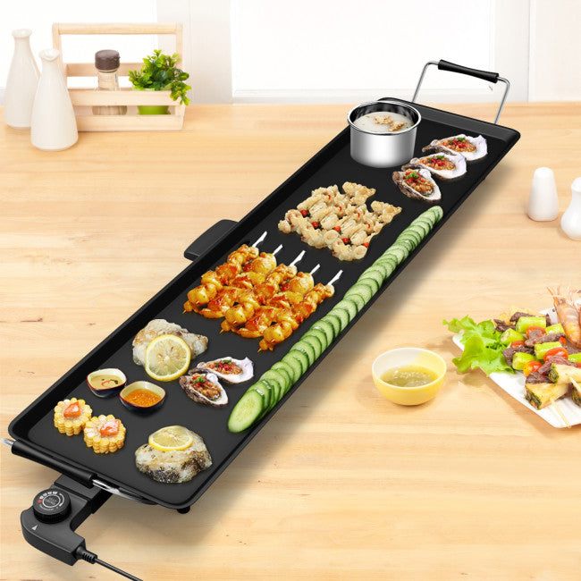 Electric Teppanyaki Table Top Grill Griddle with Adjustable Temperature