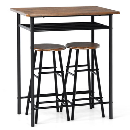 3 Pieces Bar Table Set with 2 Stools