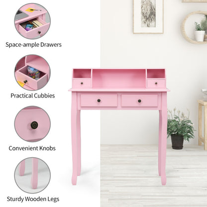 2-Tier Computer Vanity Desk with Removable Floating Organizer