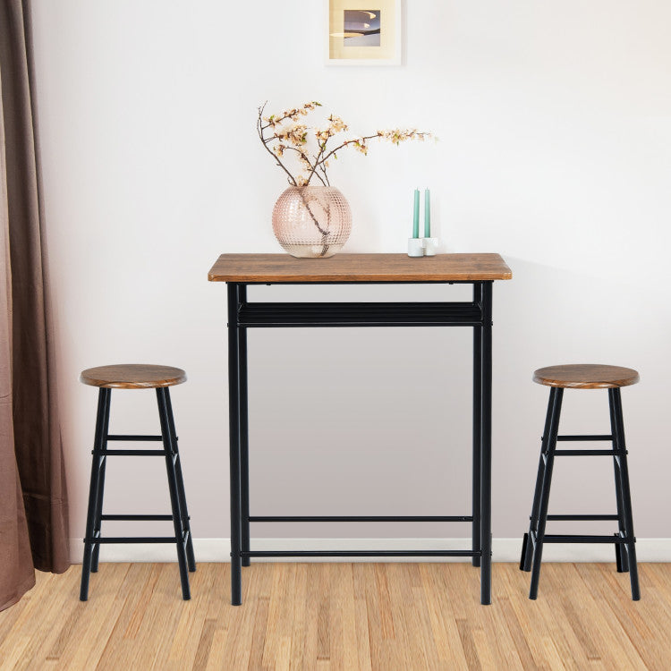 3 Pieces Bar Table Set with 2 Stools