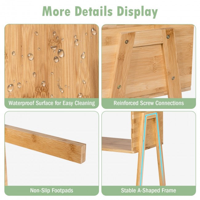 2 Pieces Bamboo Storage Shelf Nightstand Sofa Table