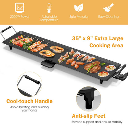 Electric Teppanyaki Table Top Grill Griddle with Adjustable Temperature