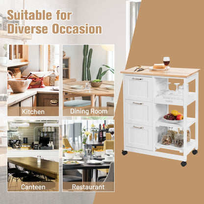 Rolling Kitchen Island Utility Storage Cart with 3 Large Drawers