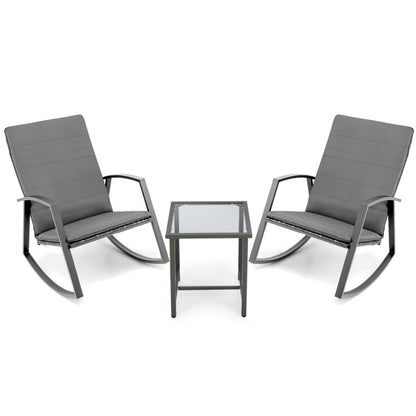 3-Piece Patio Rattan Rocking Furniture Set