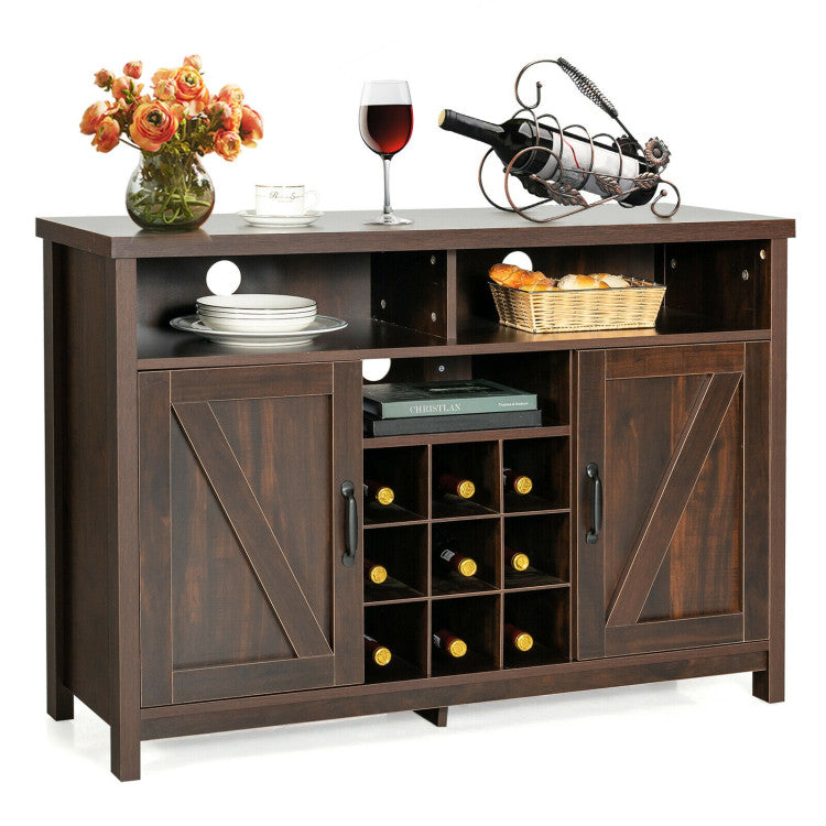 Farmhouse Sideboard with Detachable Wine Rack and Cabinets
