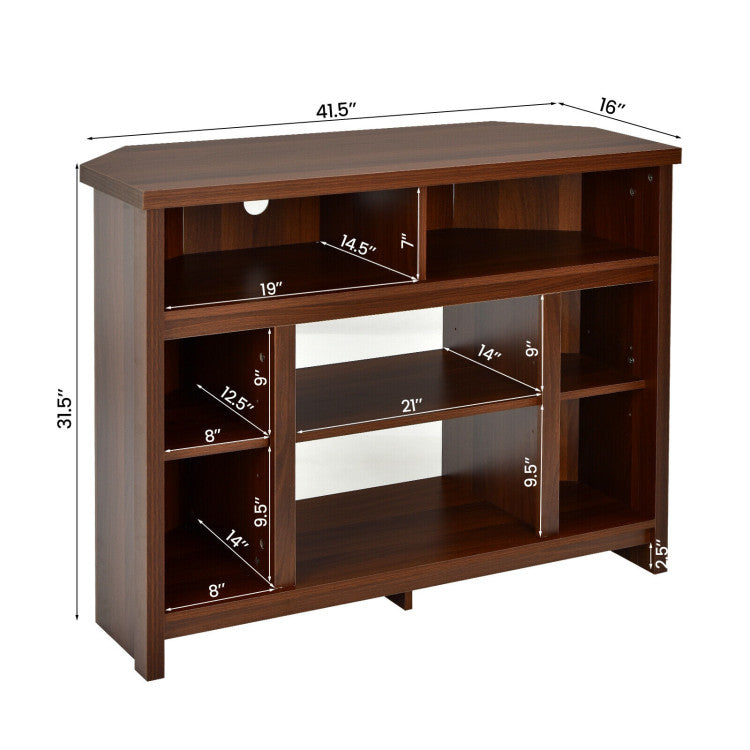 Corner TV Stand Entertainment Console Center with Adjustable Shelves