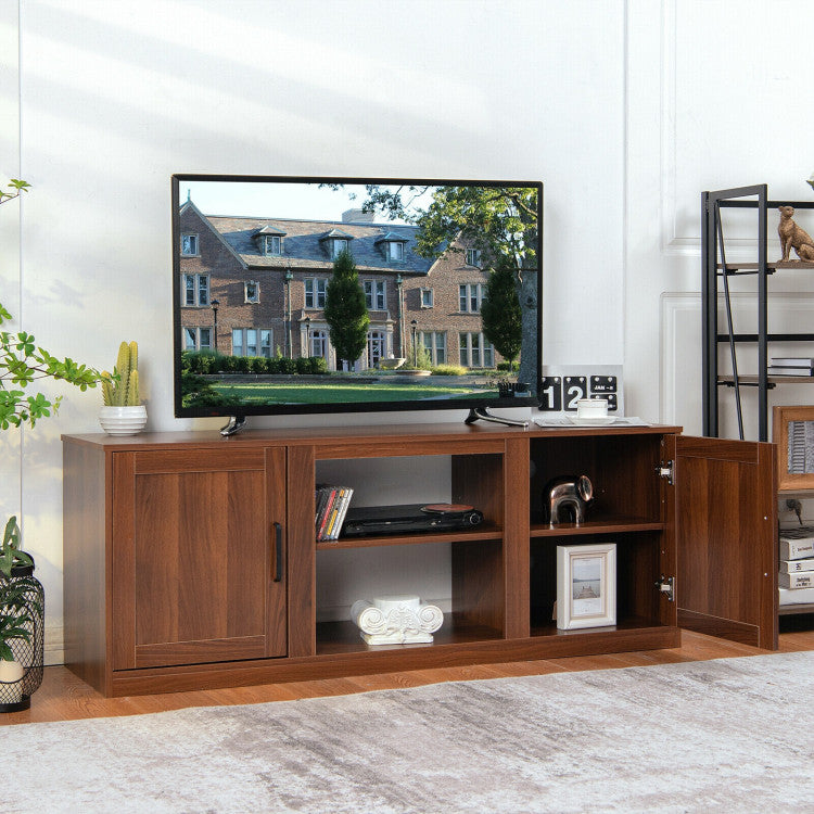 58 Inches TV Stand with 2 Cabinets for 65-Inch TV