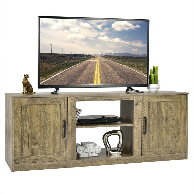 58 Inches TV Stand with 2 Cabinets for 65-Inch TV