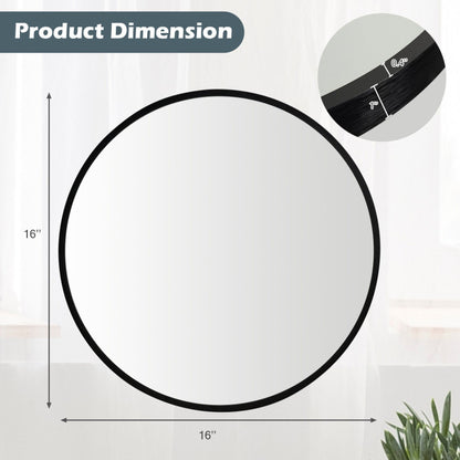 16-inch Round Wall Mirror with Aluminum Alloy Frame