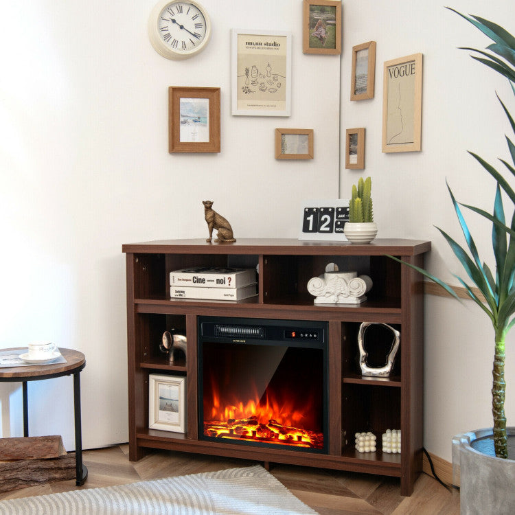 Corner TV Stand Entertainment Console Center with Adjustable Shelves