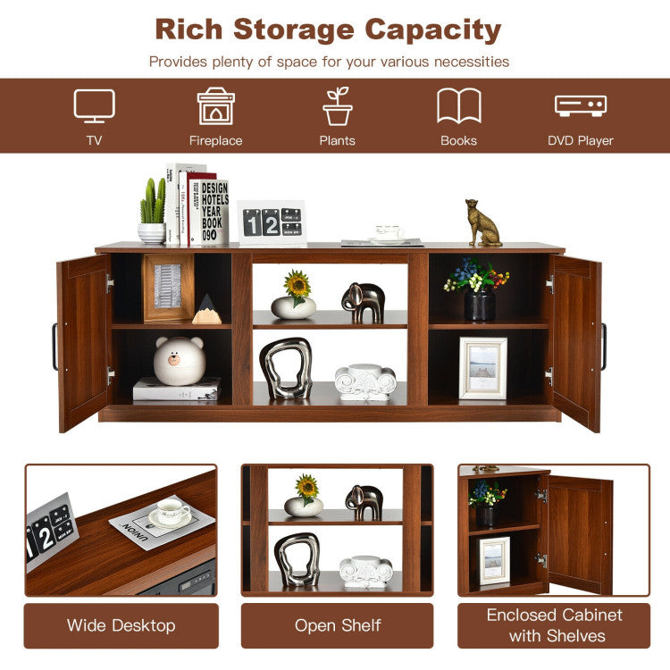 58 Inches TV Stand with 2 Cabinets for 65-Inch TV