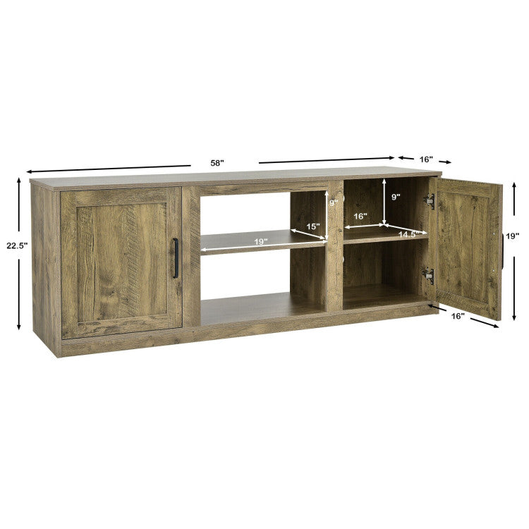 58 Inches TV Stand with 2 Cabinets for 65-Inch TV