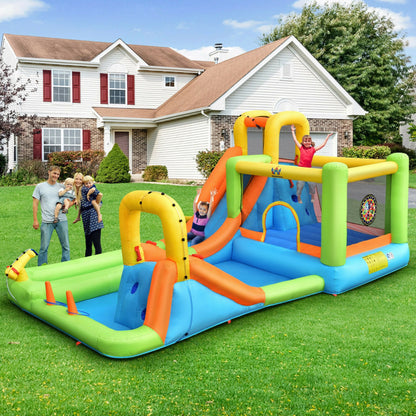 Costway 7-In-1 Jumping Bouncer Castle with 735W Blower for Backyard