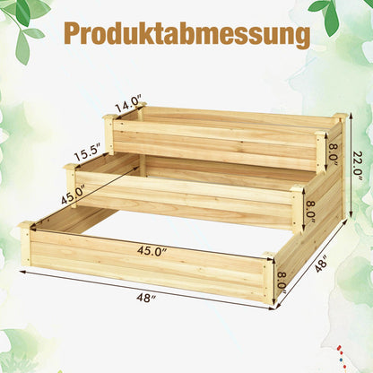 3-Tier Raised Garden Bed Wood Planter Kit