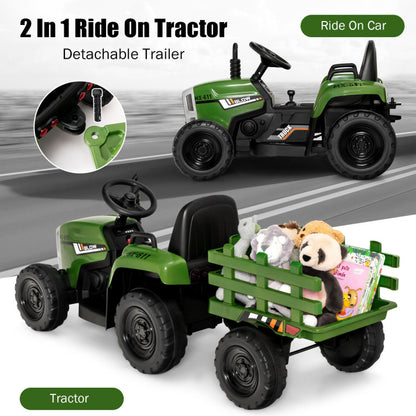 12V Ride-on Tractor with 3-Gear-Shift Ground Loader for Kids 3+ Years Old