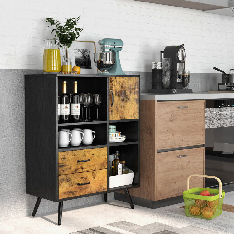 Industrial Buffet Sideboard Kitchen Cupboard with Cubbies Drawers