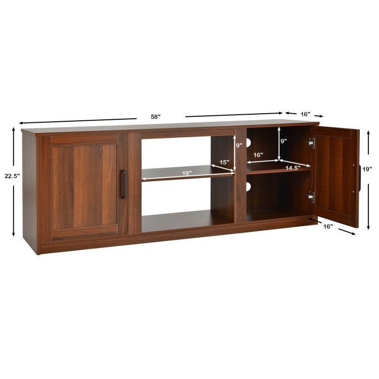 58 Inches TV Stand with 2 Cabinets for 65-Inch TV