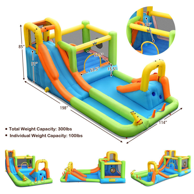 Costway 7-In-1 Jumping Bouncer Castle with 735W Blower for Backyard