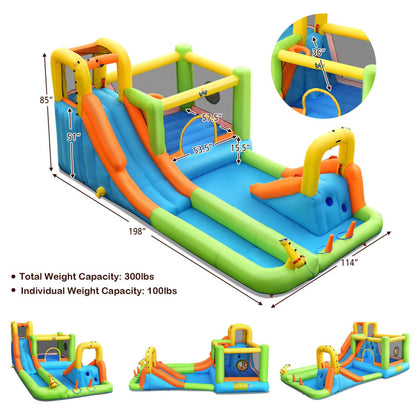 Costway 7-In-1 Jumping Bouncer Castle with 735W Blower for Backyard