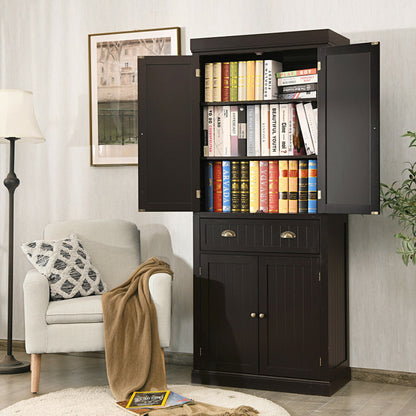 Traditional Freestanding Storage Cabinet with Adjustable Shelves and Drawer