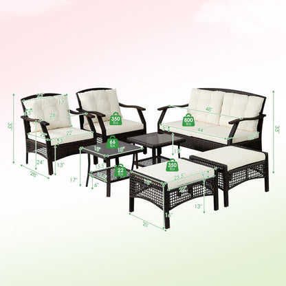 7 Pieces Outdoor Patio Furniture Set with Waterproof Cover