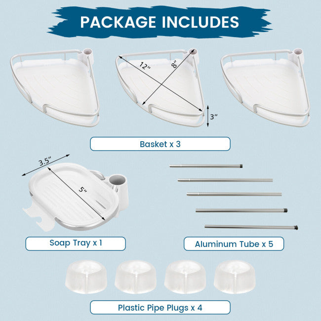 4-Tier Tension Corner Shower Caddy for Bathroom