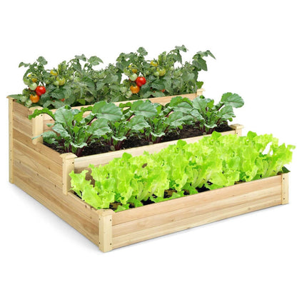 3-Tier Raised Garden Bed Wood Planter Kit