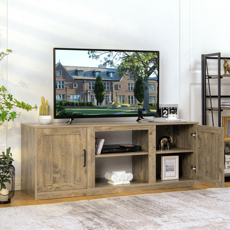 58 Inches TV Stand with 2 Cabinets for 65-Inch TV