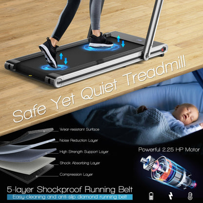 2-in-1 Folding Treadmill with Dual LED Display