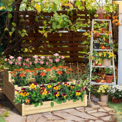 3-Tier Raised Garden Bed Wood Planter Kit