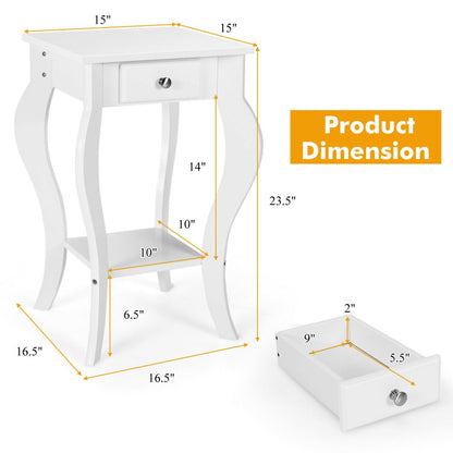 End Side Table with Drawer and Bottom Shelf