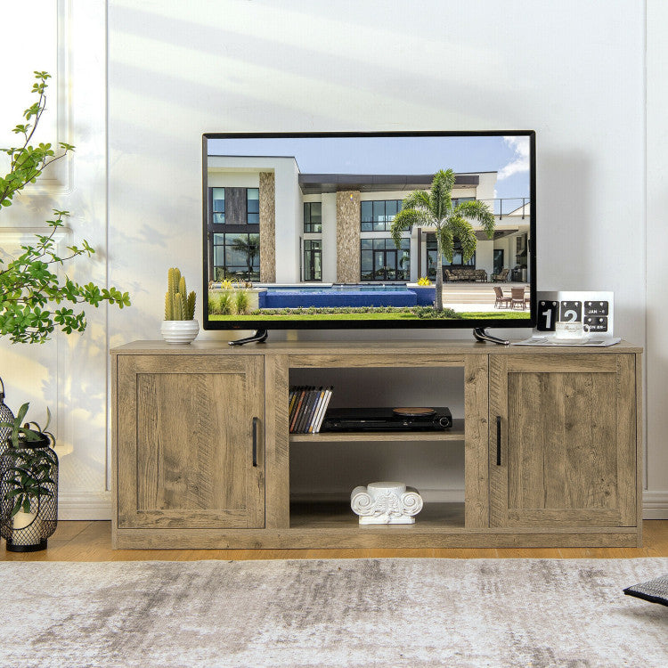 58 Inches TV Stand with 2 Cabinets for 65-Inch TV