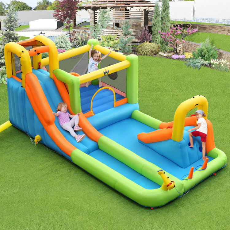 Costway 7-In-1 Jumping Bouncer Castle with 735W Blower for Backyard