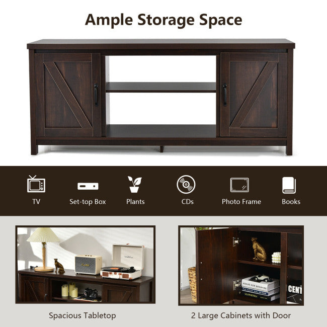 59 Inches TV Stand Media Console Center with Storage Cabinet