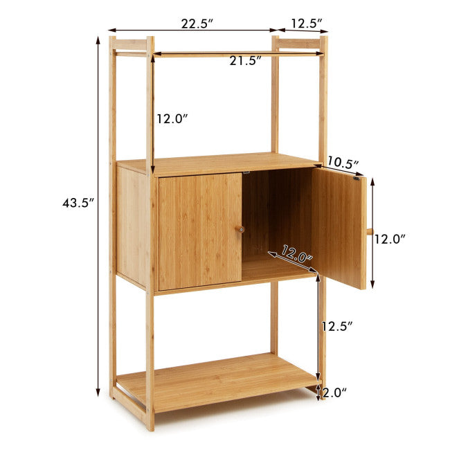 Bathroom Bamboo Storage Cabinet with 3 Shelves