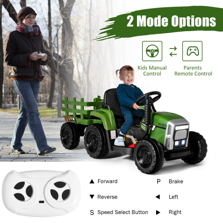 12V Ride-on Tractor with 3-Gear-Shift Ground Loader for Kids 3+ Years Old