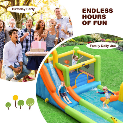 Costway 7-In-1 Jumping Bouncer Castle with 735W Blower for Backyard