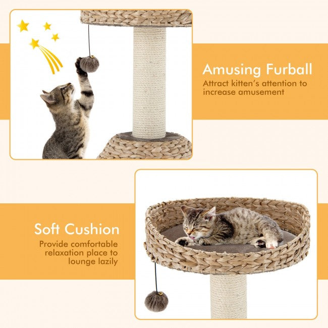 28 Inches Hand-Made Cat Tree Tower with Jump Platform