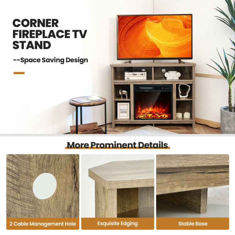 Corner TV Stand Entertainment Console Center with Adjustable Shelves