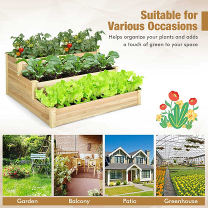 3-Tier Raised Garden Bed Wood Planter Kit