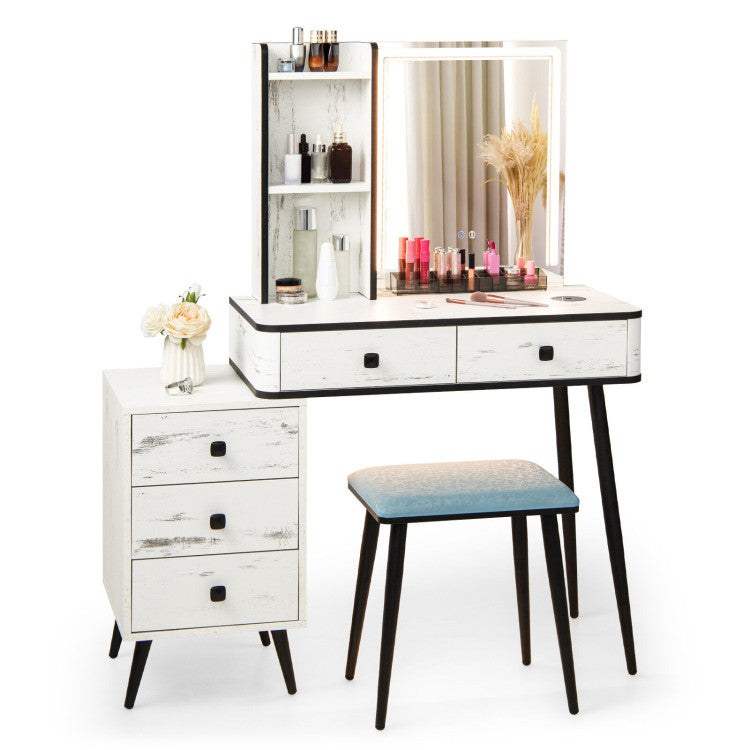 Vanity Makeup Table Set with Lighted Mirror